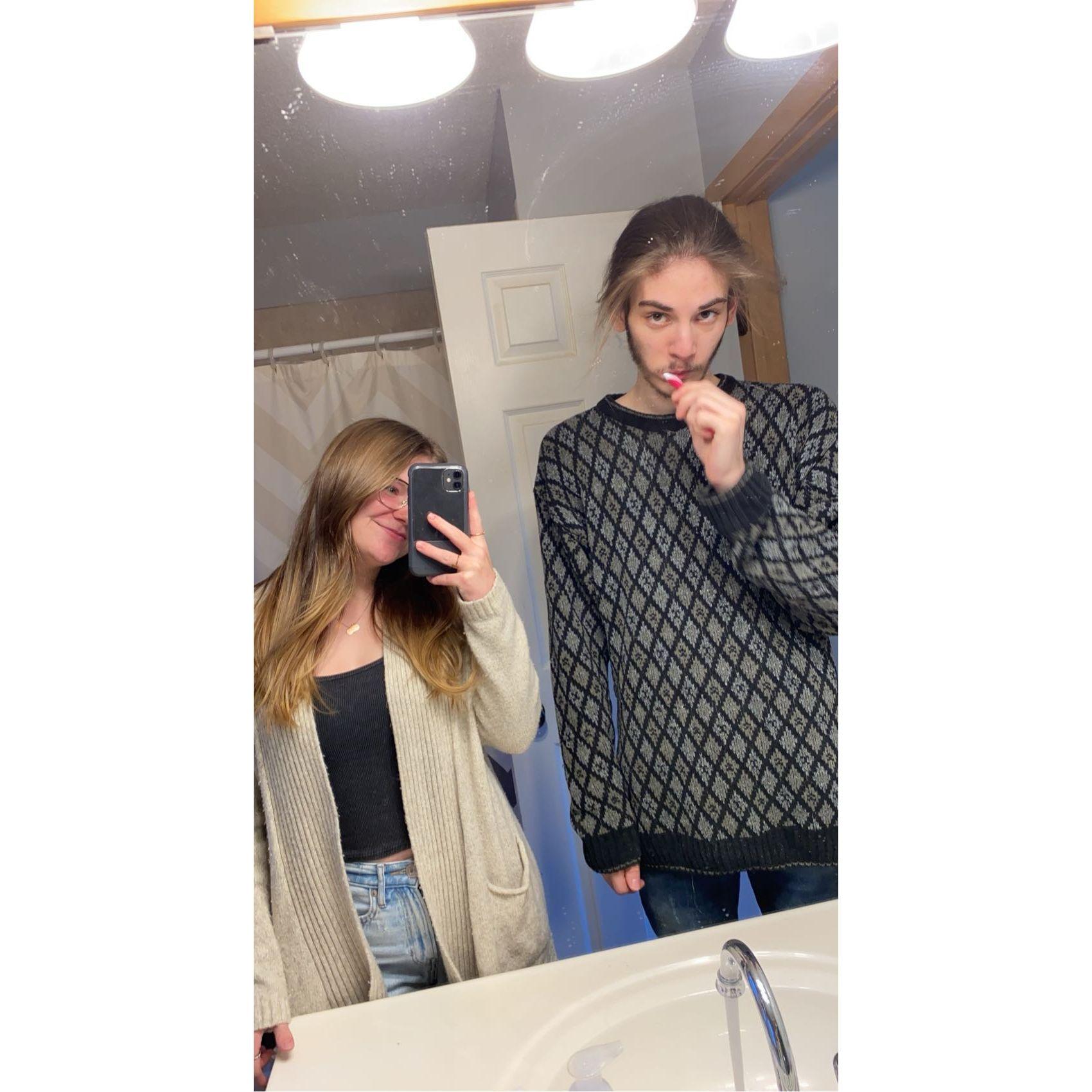 Why does he leave the sink running while brushing his teeth ? The world may never know