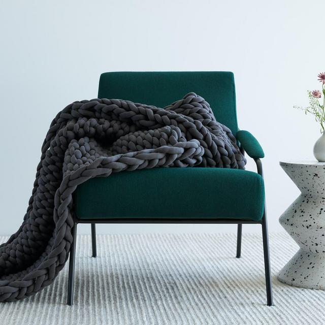 Chunky Knit Weighted Blanket, Charcoal