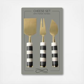 Striped Marble 3-Piece Cheese Serving Set