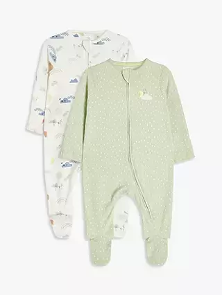 John Lewis Zip Up Sleepsuits