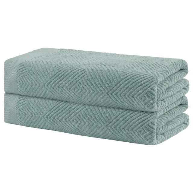 Unique Bargains Cotton Quick Lightweight Dry Large Bath Towels Large Towels 2 Packs Green 28" x 56"