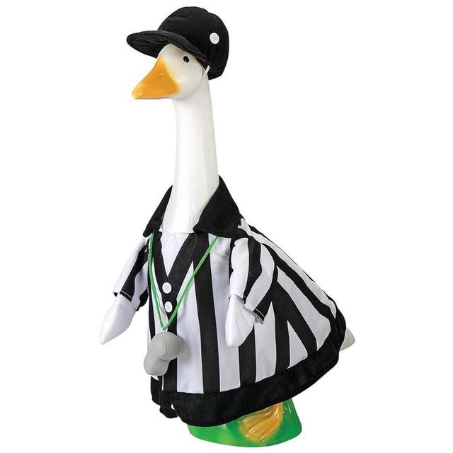 Fox Valley Traders GagglevilleTM 3-Piece Referee Goose Outfit, Fits Large 23" H Statue - Fun Garden Decor | Classic Referee Shirt, Hat, and Whistle | Indoor/Outdoor Use | Celebrate Sports Seasons