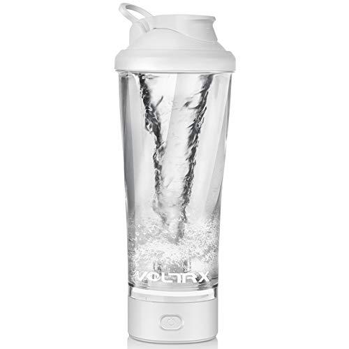 VOLTRX Premium Electric Protein Shaker Bottle, Made with Tritan - BPA Free - 24 oz Vortex Portable Mixer Cup/USB Rechargeable Shaker Cups for Protein Shakes (White)