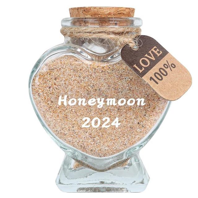 Honeymoon Sand Keepsake Jar,Romantic Honeymoon Souvenir Gift for Newlywed Couple, Bride & Groom, Bridal Shower Gifts,Wedding Registry, Engagement. (White Honeymoon Jar 2024)