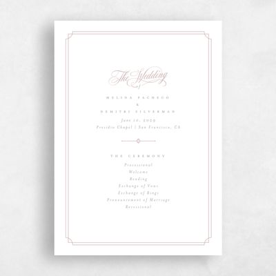 Grayed Mauve, Pink Wedding Program - Newport