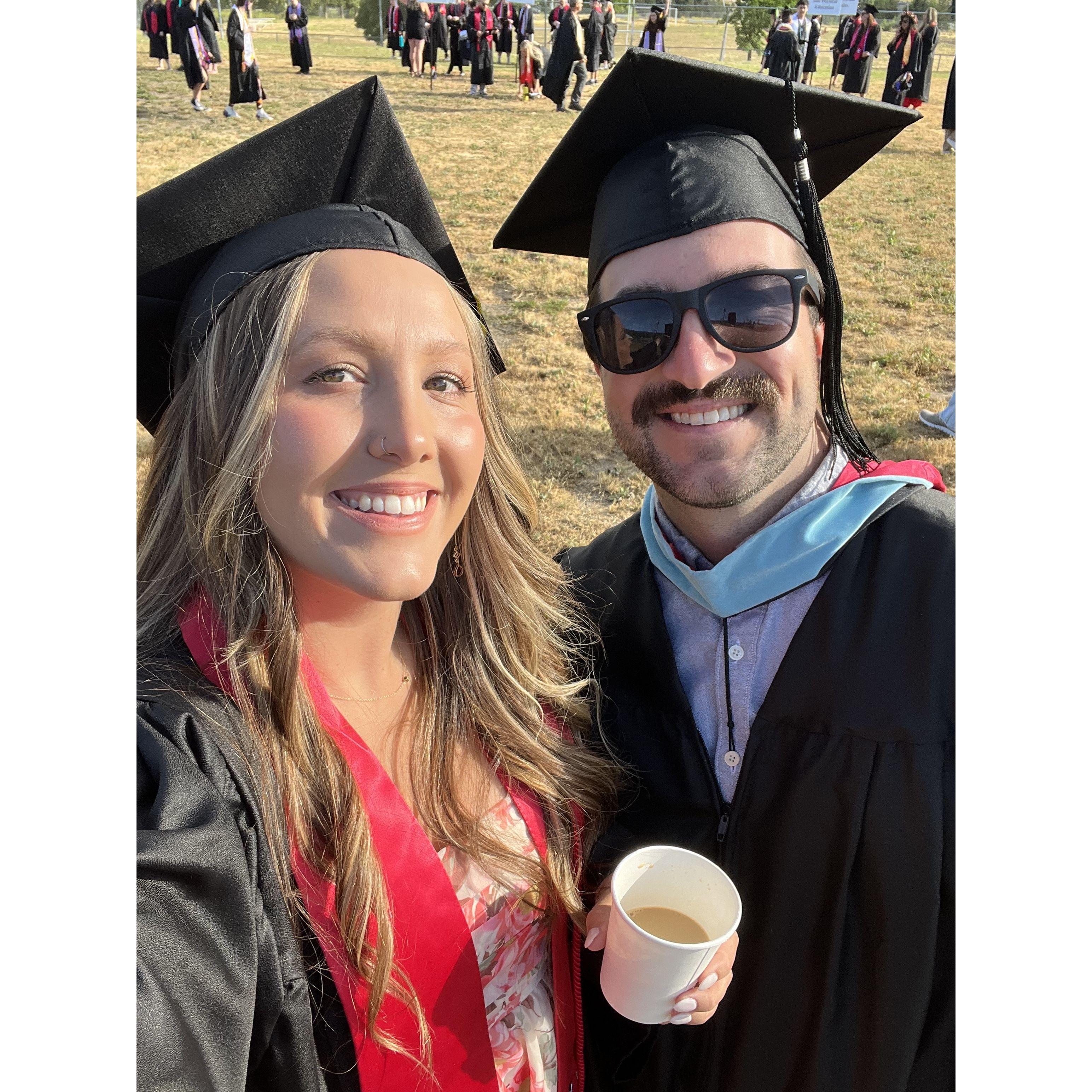 Graduation morning at SOU in 2023! BS for Marissa, MS for Spencer!