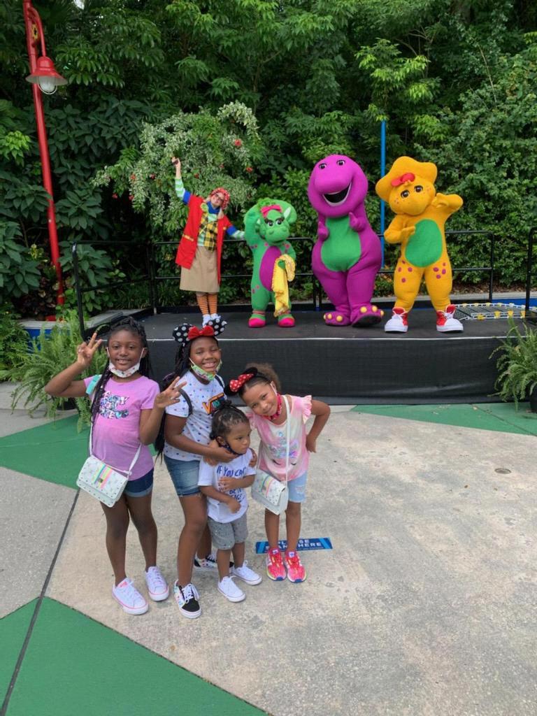 Flower Girls & Ring Bearer having fun with Barney& Friends