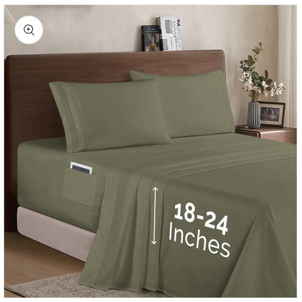 Elegant Comfort Extra deep 18-24 Inch Pocket 3 Line Embroidery, 4-Piec