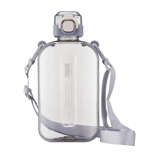 excvalues 24 oz Flat Water Bottle Travel Flask Portable BPA Free Square Water Bottle Leakproof Slim Water Bottles for Purse Travel Sports(Grey)