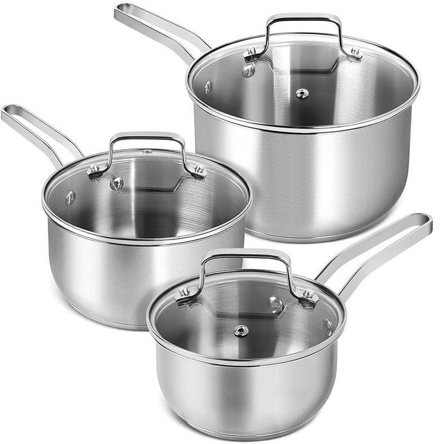 MICHELANGELO Stainless Steel Saucepan with Lid 1QT & 2QT & 3QT, Induction Sauce Pan Set, Stainless Steel Sauce Pot Set - 6 Pcs