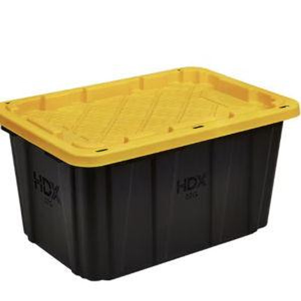 27 Gal. Tough Storage Tote in Black and Yellow