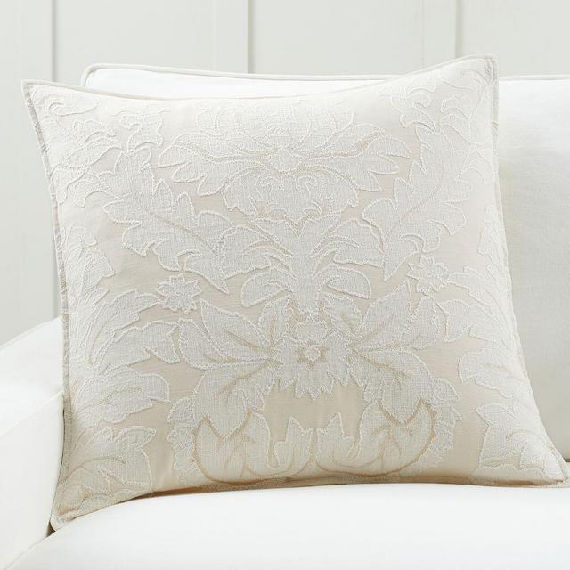 Francesca Hand Embroidered Pillow Cover, 24", Ivory Multi