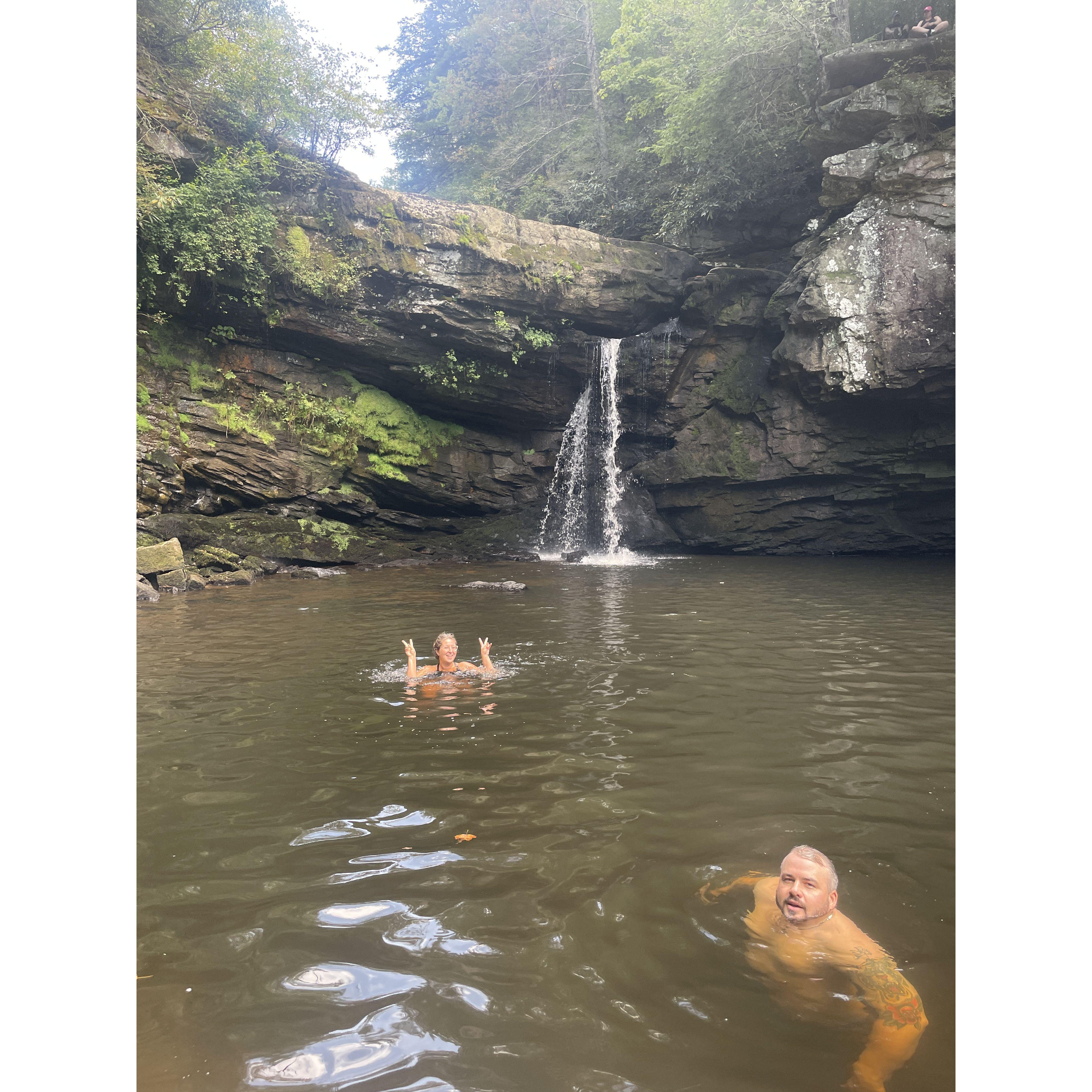 First weekend we met we hiked and did a cold plunge with the Collins family, who introduced us.