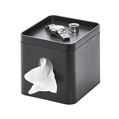 iDesign Cade Facial Tissue Cover, Boutique Box Bathroom Holder for Vanity, Countertops, Desk, Office, Dorm, Matte Black