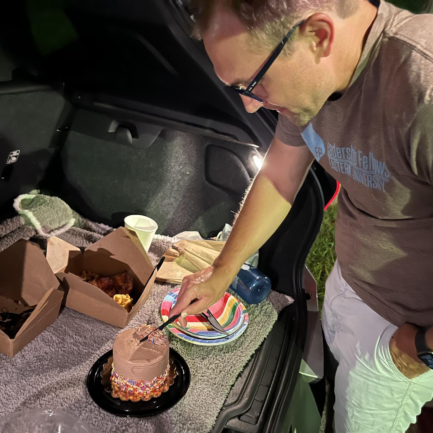 A few Park Dates had to turn into Trunk Feasts, due to weather, a la "That Hideous Strength" - we love Weather- in all its forms!