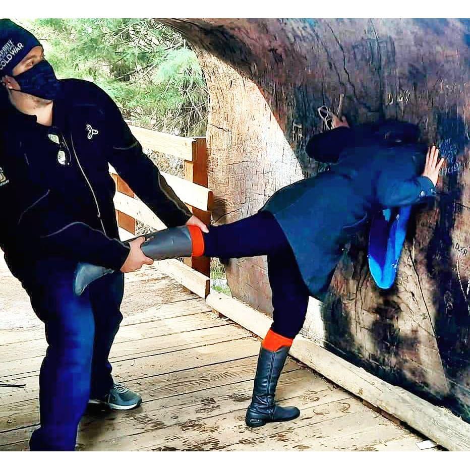 Joe saving Ash from her bad decisions at Sequoia National Park.