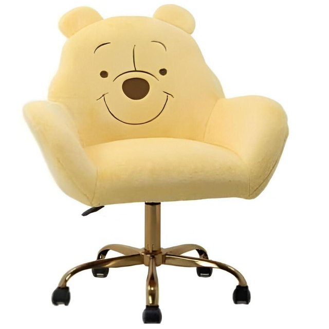 Impressions Vanity Winnie The Pooh Swivel Vanity Chair for Makeup Desk, Armless Rolling Chair with Wheels, Adjustable Height, 360 Degree Swing, Comfy Foam Padded Seat and Backrest (Yellow)