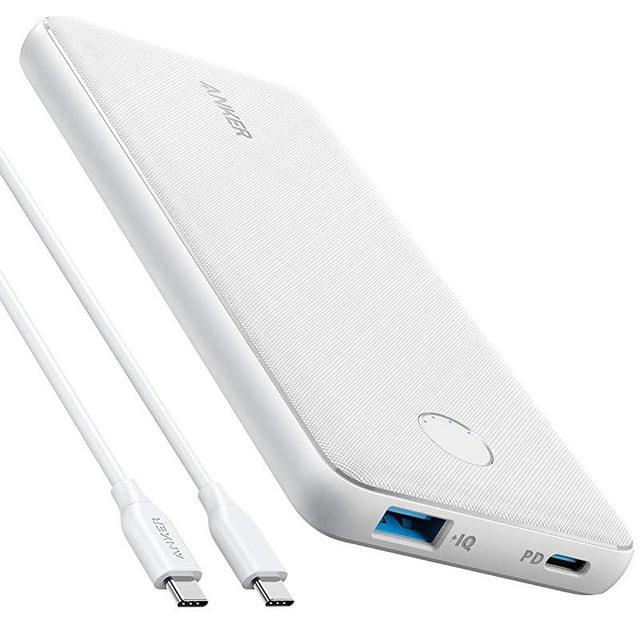 Anker PowerCore Slim 10000 PD Arctic White, 10000mAh Portable Charger USB-C Power Delivery (18W) Power Bank for iPhone 8/8+/X/XS/XR/XS Max, Samsung Galaxy S10, Pixel 3/3XL, iPad Pro 2018, and More