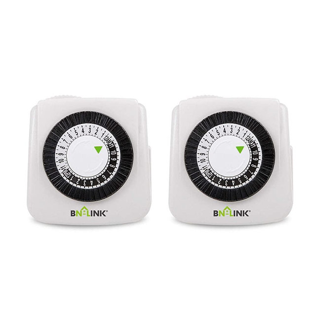 BN-LINK Indoor 24-Hour Mechanical Timer Outlet, 2 Prong, 2-Pack