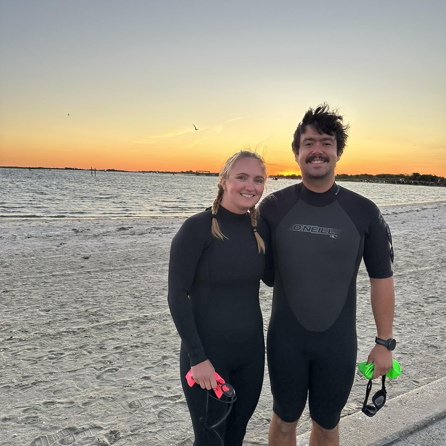 About to swim in our first Ironman 70.3 race together