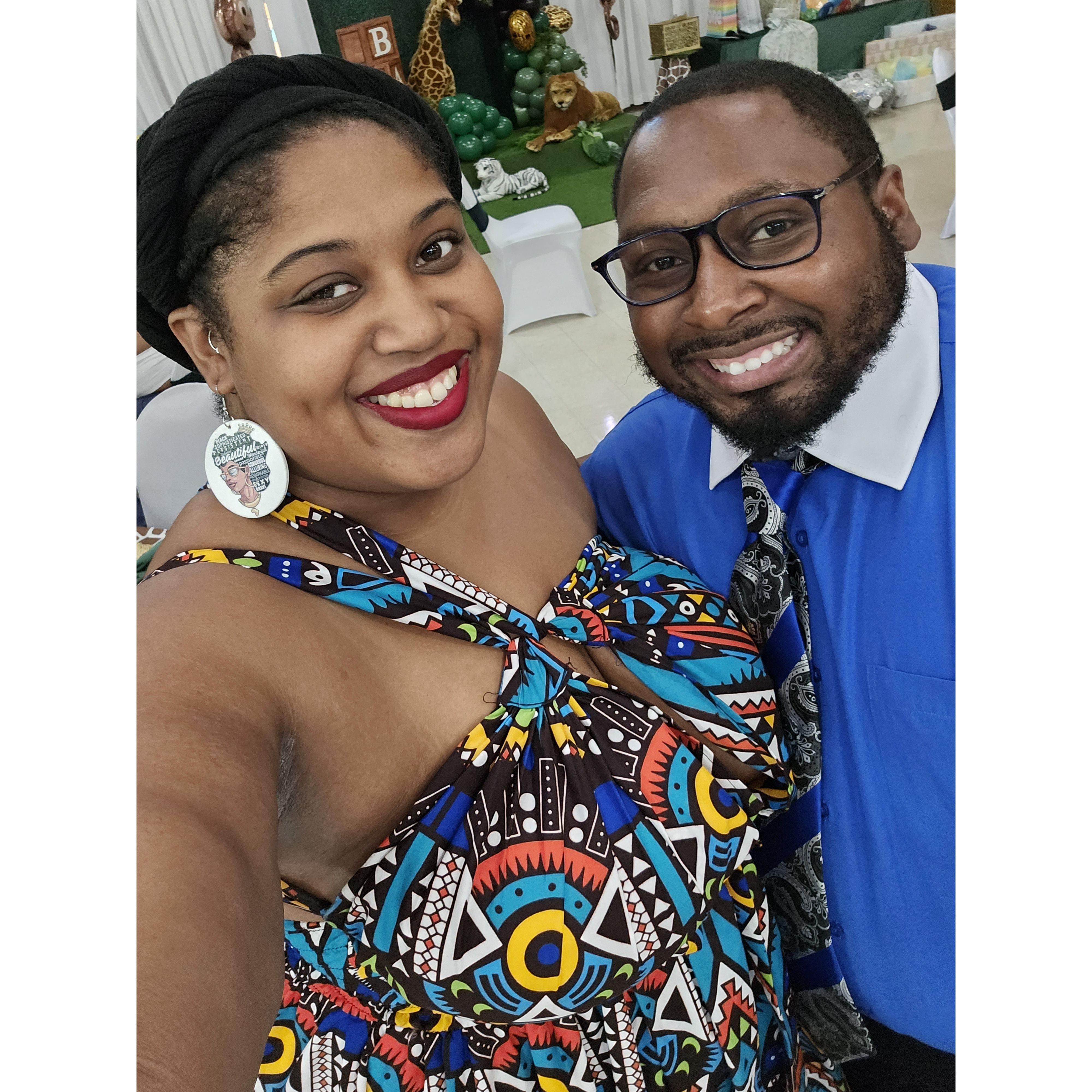 A double duty date! Remember the friends we keep mentioning that we met at their wedding, well this was their baby shower in 2023 and Bria's cousin's wedding! The couple was dressed to the T ;)