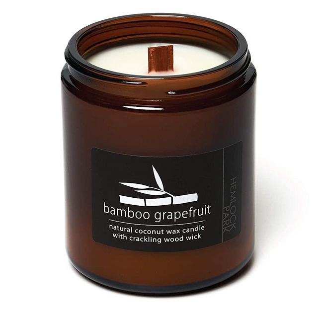 Bamboo Grapefruit Crackling Wood Wick Candle Made with Organic Coconut Wax (Standard 8 oz | 225 g)