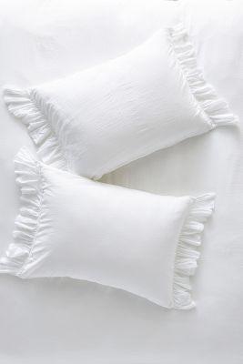 Ruffled Organic Spa Sateen Shams, Set of 2