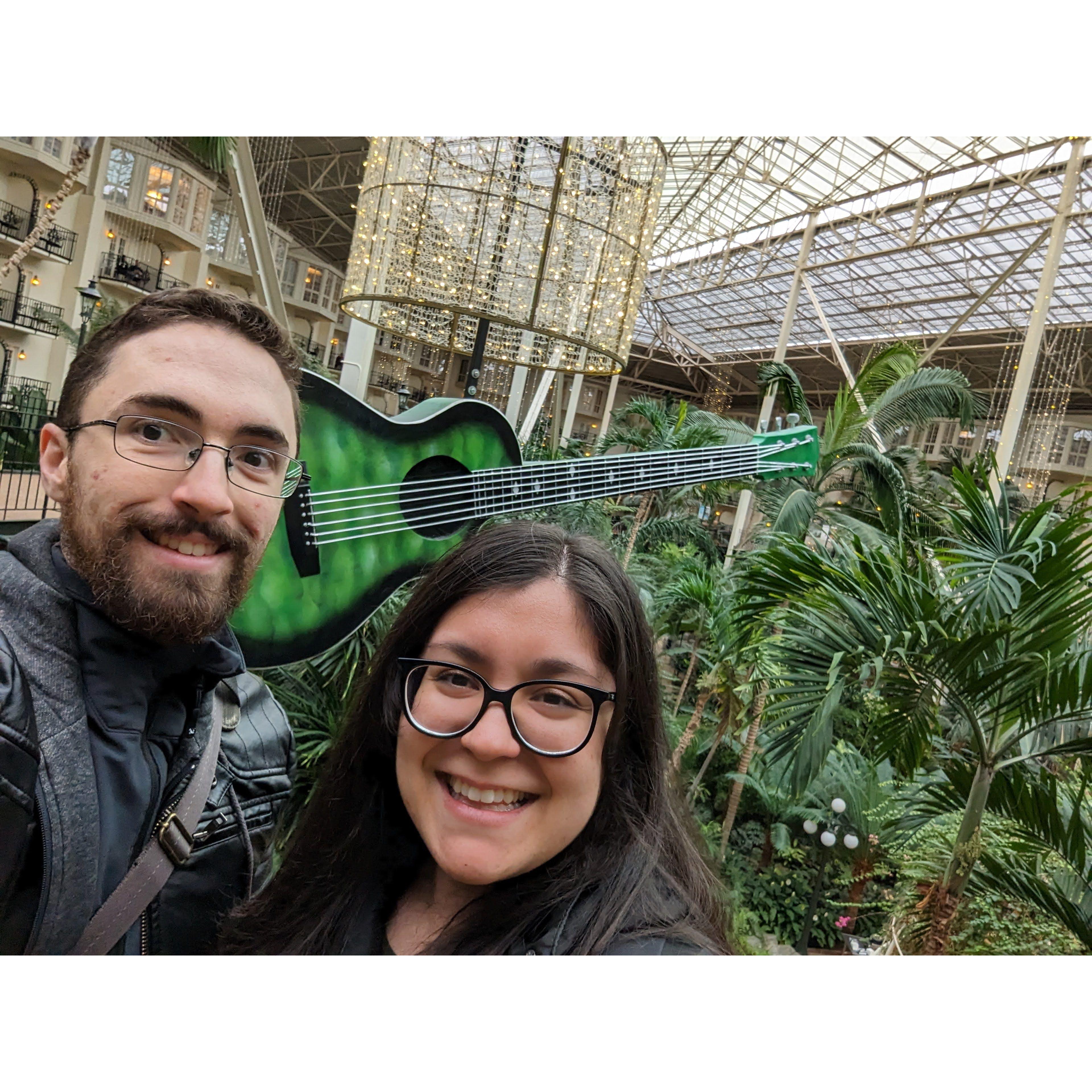 Because we needed a giant green suspended guitar!