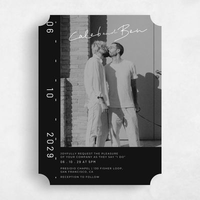 Black Ticket Wedding Invitation - Garret Photo