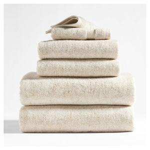 Organic Turkish Cotton Natural Beige Fleck Bath Towels, Set of 6
