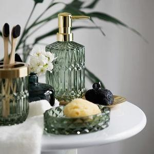 Bathroom Clear Glass Accessories Set | Color: Green