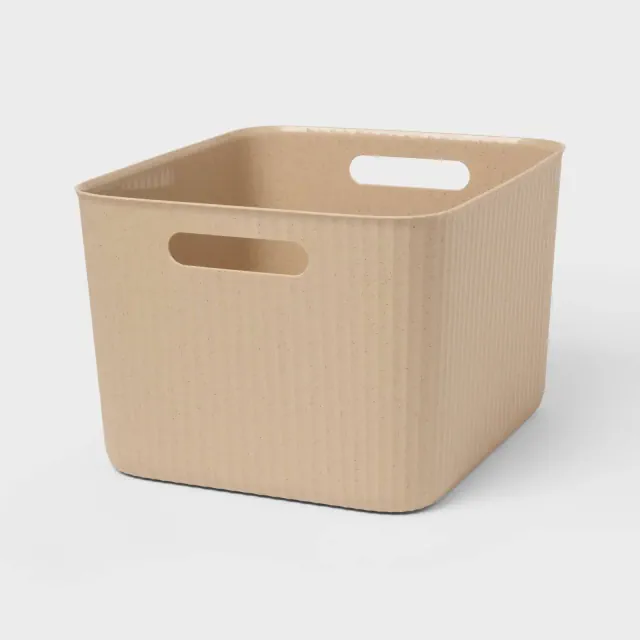 Ribbed Speckle Bin Large Cobblestone - Brightroom™