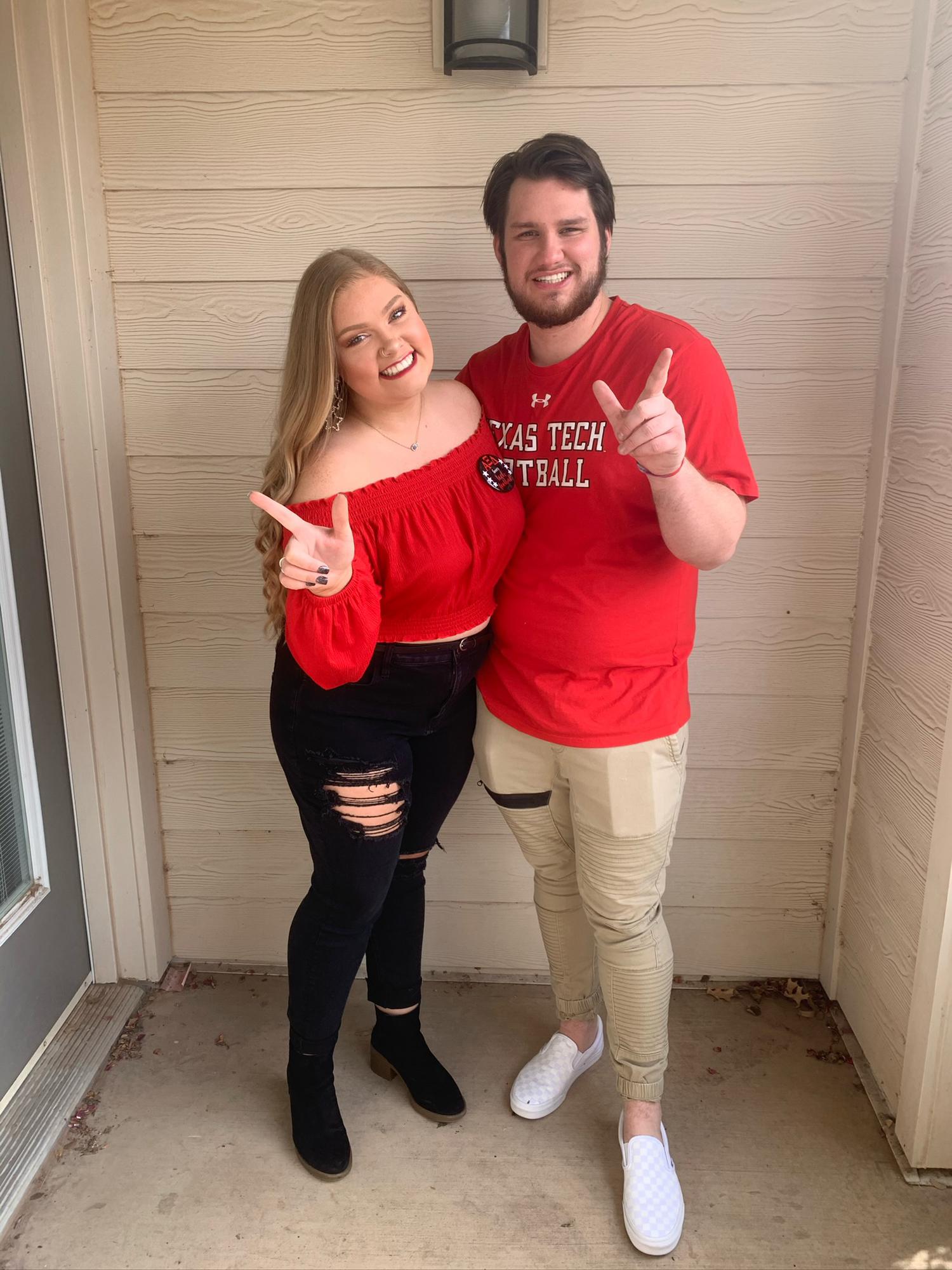 Gunnar came to Lubbock for one of Lainey's last Tech football games as a student - 2019