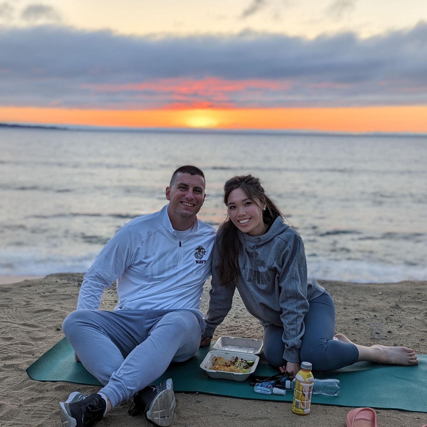 One of our many taco Tuesdays on the beach! We were lucky to be living near the coast when we were dating!