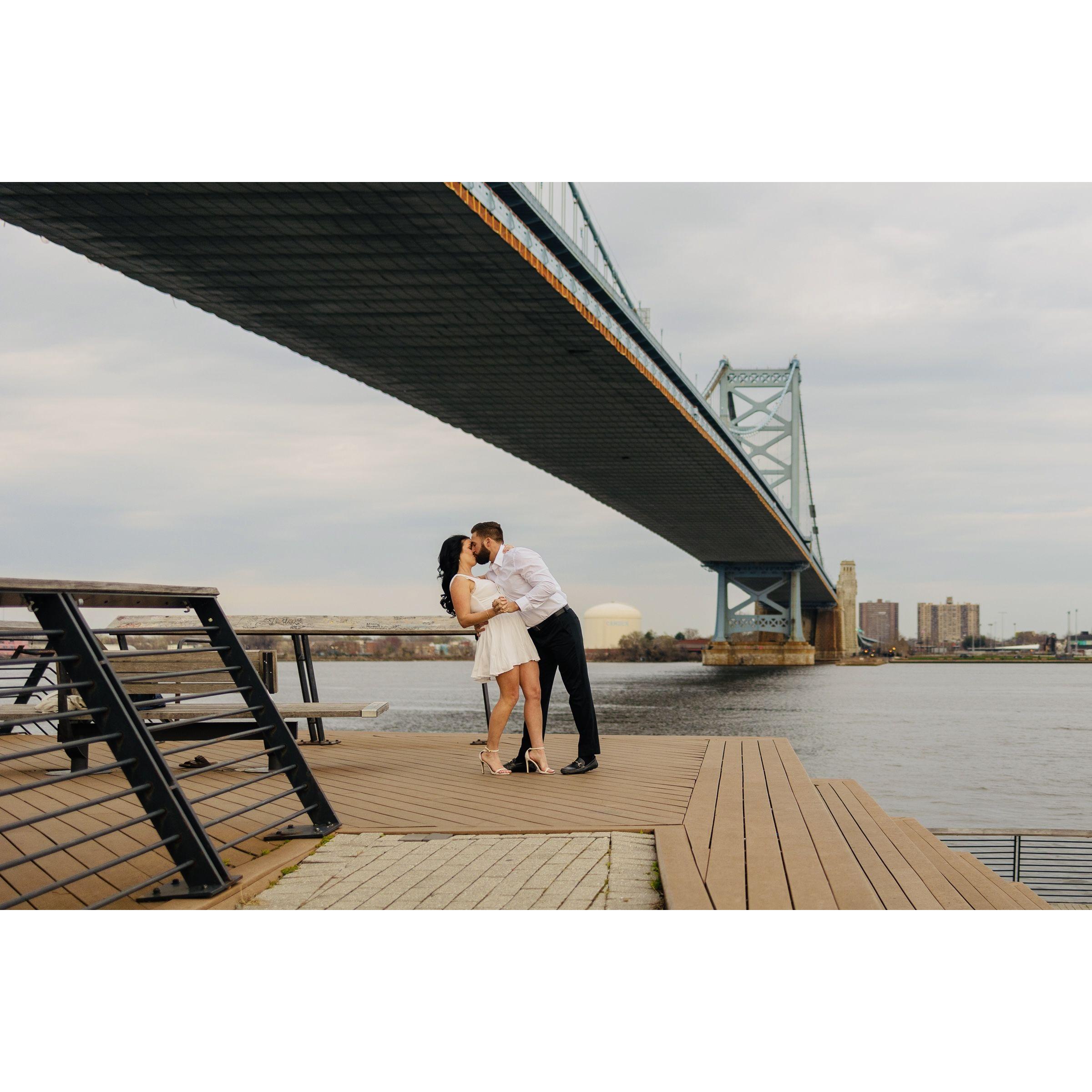 Our first date was 4 years ago at this very location (Race Street Pier)!