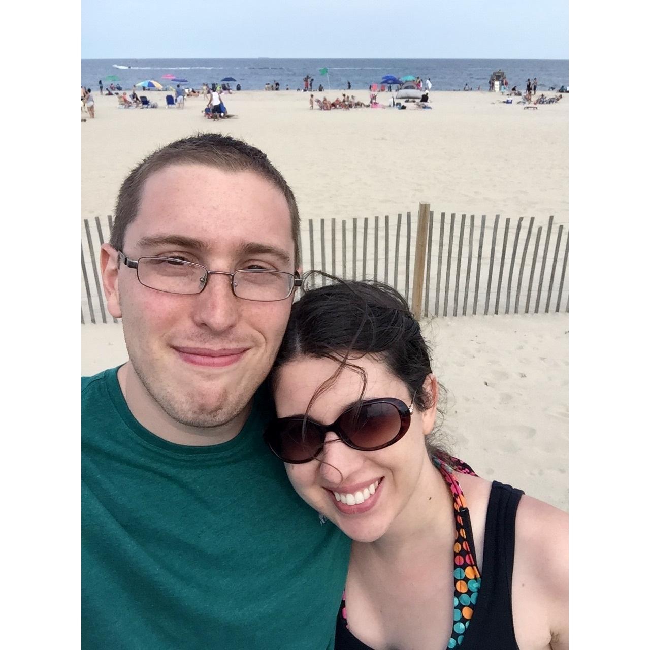 Point Pleasant, July 2015. Our first on purpose photo together. After Matt tried out his wet suit for his first triathlon, we enjoyed Joey's Tomatoes and took a spin through the ~Fun House~.