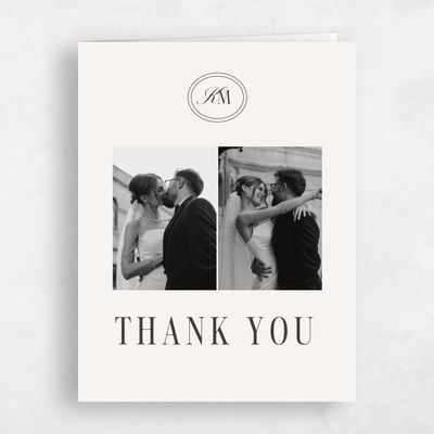Beige Bordered Wedding Thank You - Mahogany Multiphoto
