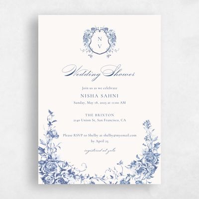 Blue Greenery Wedding Wedding Shower Invitation - Hattaway Portrait