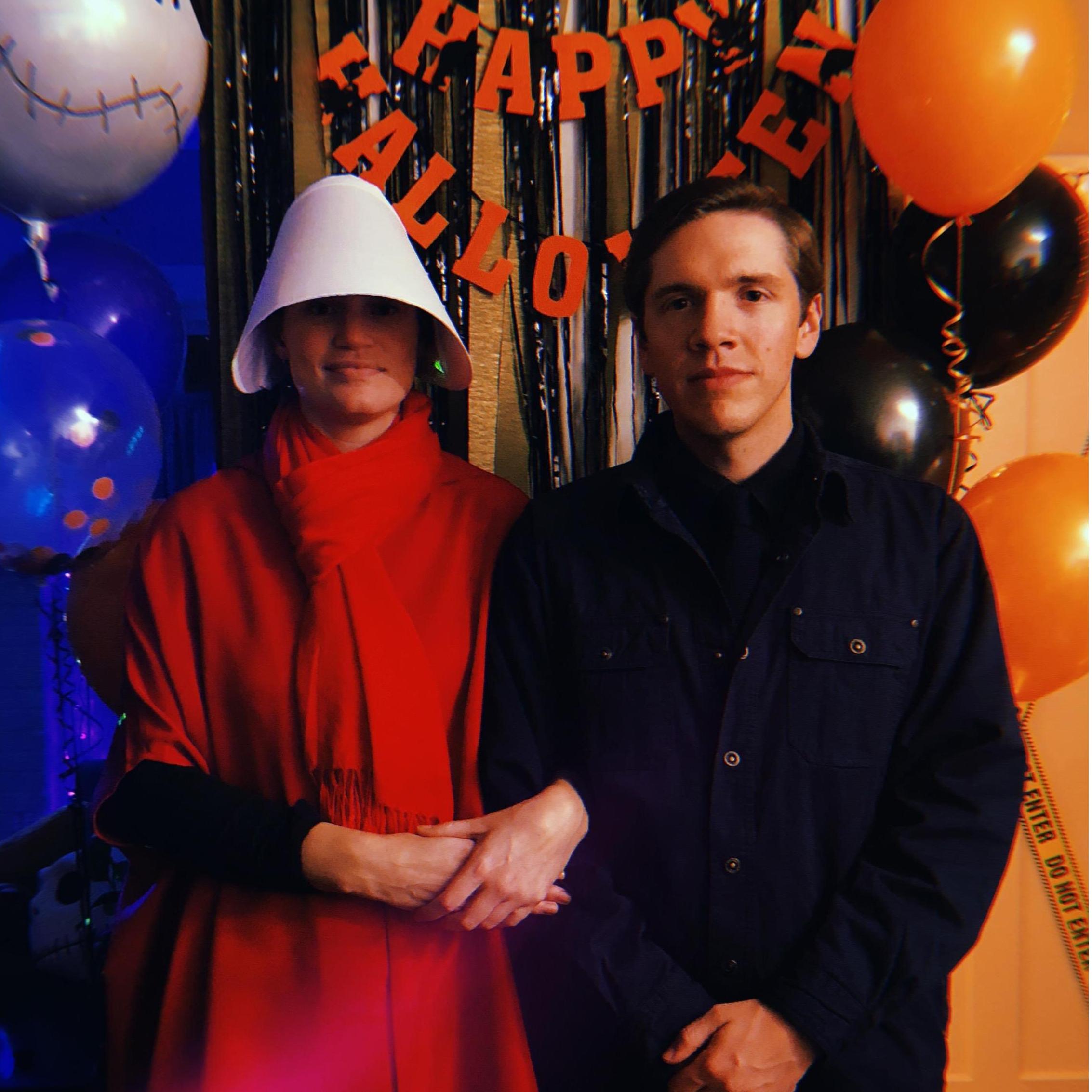 Halloween 2019 - dressed as Nick and Offred.