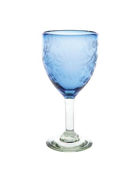 Etched Wine Glass - French Blue