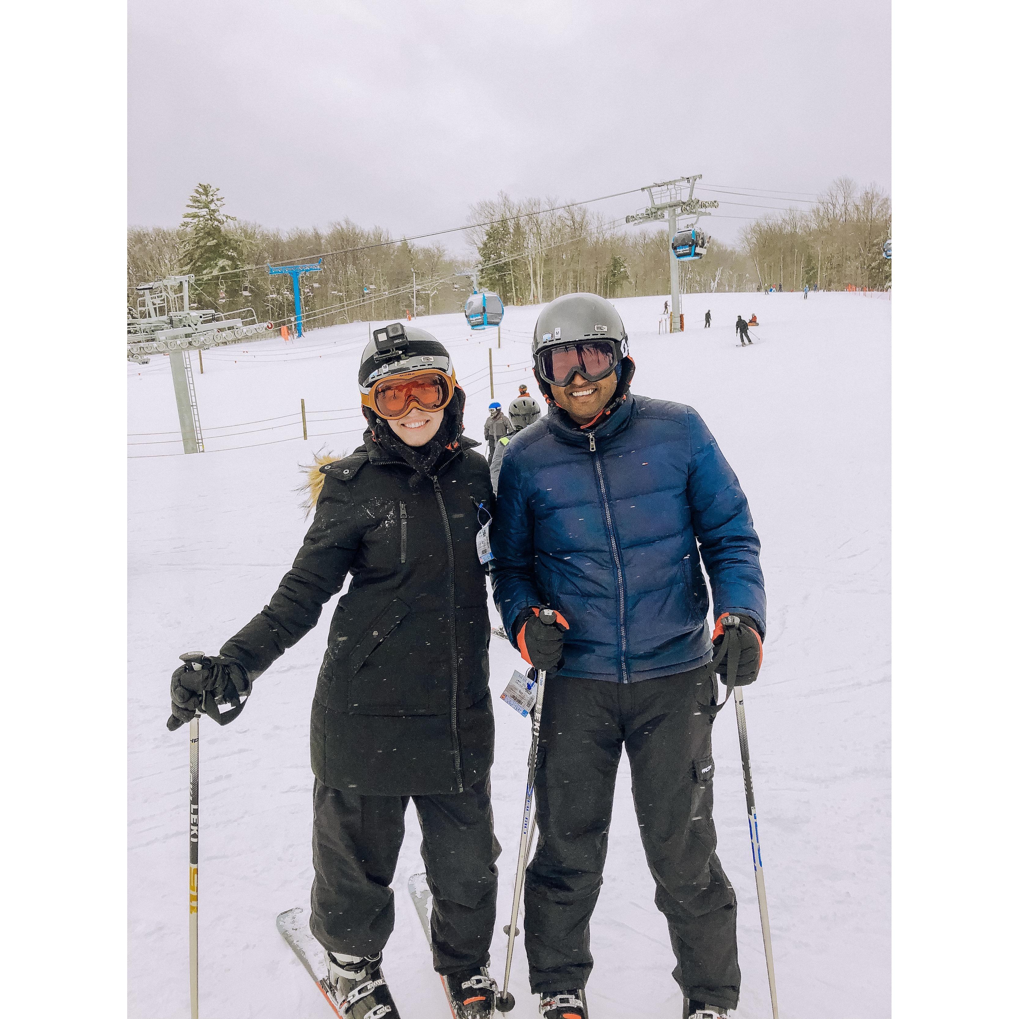 Karan's first time skiing. January 2019