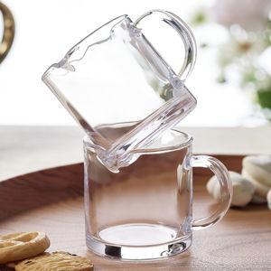 Ackers Clear Espresso Cups Set of 2,4 OZ Double Spouts Cups,Milk Cup with Handle, Espresso Accessories for Machine, Small