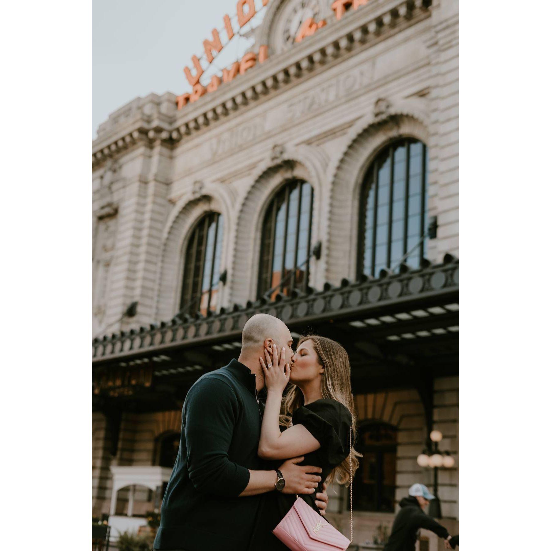From our engagement night - 4.28.23.
Fun Fact - our first date was at Union Station in Denver, CO - December 2019