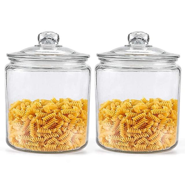 MDLUU Glass Jar with Airtight Lid, 1/2 Gallon Canister Wide Mouth, Pantry Storage Container for Candy, Cookie, Sugar, Flour, Pack of 2 (2000ml/68oz)
