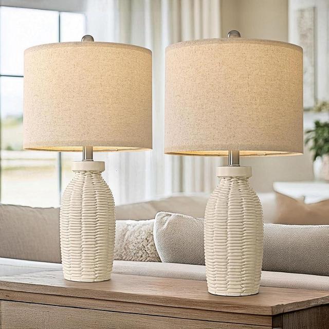 G-SAFAVA 22.75" Table Lamps for Bedroom Living Room Boho Lamp Set of 2 Farmhouse Lamp Bedside Nightstand Small Rustic Vintage Retro Lamp Modern Table Lamp Light Home Office Desk Deco Gifts, Beige