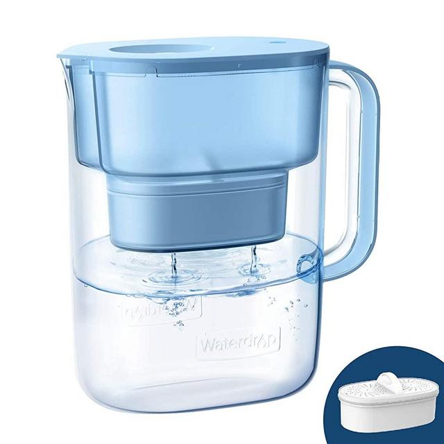 Waterdrop Lucid 10-Cup NSF Certified Water Filter Pitcher, Long-Lasting (200 gallons), 5X Times Lifetime Filtration Jug, Reduces Lead, Fluoride, Chlorine and More, BPA Free, Blue