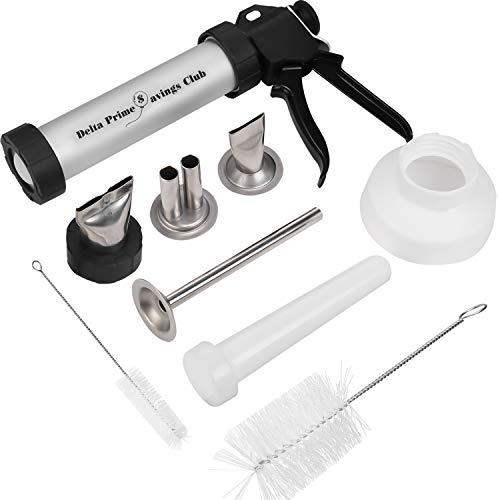 Delta Prime Jerky Gun - 1.5 LB Easy Clean Aluminum Cannon, Beef Stick & Flat Strip Nozzles - Perfect Gift for Family, Friends, Father's Day (1 LB)