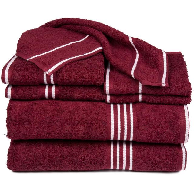 8pc Striped Bath Towel Set Burgundy - Yorkshire Home