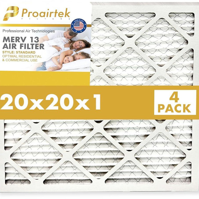 Proairtek AF20201M13SWH Model 20x20x1 Pack of 4 Air Filters, MERV 13; Ideal for Anyone Wanting Clean, Crisp Air in Their Home