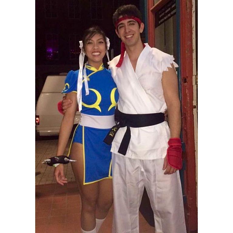 Our costumes as Chun Li and Ryu for Halloween 2015